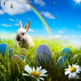 thumbnail image 2 of ABPHOTO Polyester 5x7ft Photography Backdrops Easter Theme Eggs Rabbit Flowers Green Grass Field Rainbow Scene Seamless Newborn Baby Toddlers Lover Portraits Background Photo Studio Props, 2 of 3