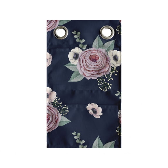 Vintage Rose Hanging Pocket Organizer, Continuous Simplistic Meadow Flowers Arrangement Pattern, Printed Polyester Storage Bag with Pockets, 9" x 27", Violet Blue Pink