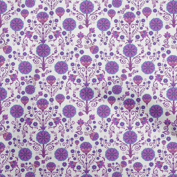 oneOone Polyester Spandex Purple Fabric Florals Diy Clothing Quilting Fabric Print Fabric By Yard 56 Inch Wide