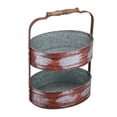 thumbnail image 3 of Benzara Two Tiered Galvanized Iron Tray, Red And Gray, 3 of 7
