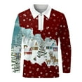 thumbnail image 4 of Mens Christmas Shirts Tops 3D Digital Printing Holiday Lapel Half Zipper Long Sleeve Mens Formal Shirts,I,M, 4 of 4