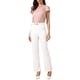thumbnail image 2 of Blusa de satén con pliegues en la parte delantera y cuello en V, de manga corta, para mujer, color rosa polvo, talla M, 2 of 6