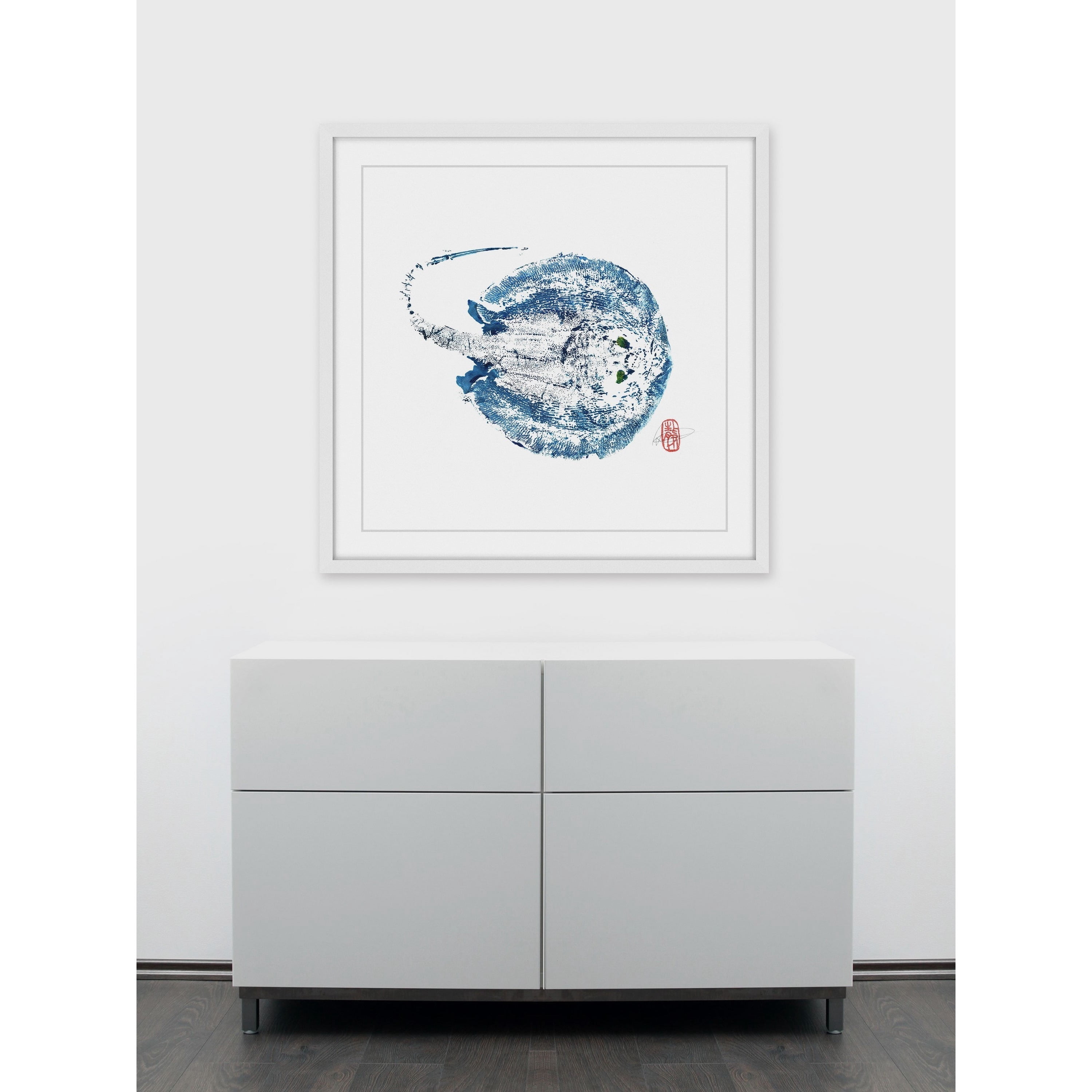 Stingray Blue Framed Painting Print