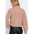 thumbnail image 4 of J. METHOD Women's Crop Jacket Faux Fur Snap Button Long Sleeve Casual Cropped Shacket Outerwear, 4 of 5