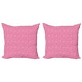 thumbnail image 1 of Love Throw Pillow Cushion Cover Pack of 2, Outline Hearts Lips Notebook Balloon Bird and XOXO Romantic Celebration Themed, Zippered Double-Side Digital Print, 4 Sizes, Pink and White, by Ambesonne, 1 of 2