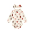thumbnail image 2 of Musuos Baby Girls Autumn Romper 0-18Months Long Sleeve O Neck Floral Print Casual Romper with Headband, 2 of 8
