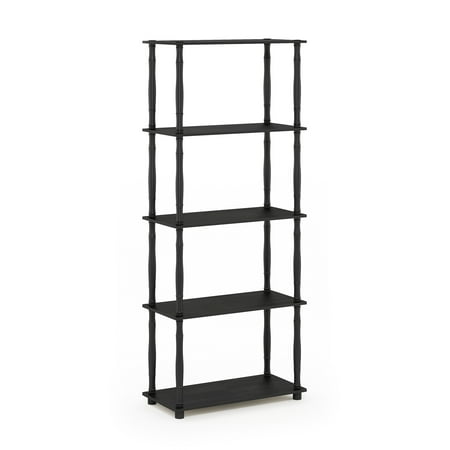 Furinno Rata 6-Tier Industrial Multipurpose Flat Base Shelf Display Rack with Metal Frame, Wide, Americano