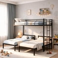 thumbnail image 3 of Bellemave Metal Triple Bunk Bed, Twin Over Twin Over Twin with Storage, Guardrails, Ladder, 3 Bunk Beds for Kids, Converts to 3 Separate Twin Beds, Easy Assembly, Black, 3 of 10
