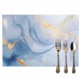 thumbnail image 2 of Blue Gold Marble Textured Placemats Set of 2, Watercolor Abstract Modern Art Table Mats Washable Heat-Resistant Non-Slip Place Mats for Kitchen Dinner Table Indoor Outdoor Decor,13x19 Inch, 2 of 9