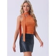 thumbnail image 3 of DARING DIVA Women's One Shoulder Sleeveless Ruched Crop Tank Top XL Orange, 3 of 6