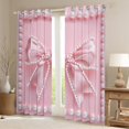 thumbnail image 2 of Manfei Girls Pink Pearl Bowknot Blackout Curtains Set of 2 (52x84 Each),Ribbon Bowtie Window Curtains,Dreamy Princess Curtains and Drapes,Microfiber Bedroom Decor, 2 of 6