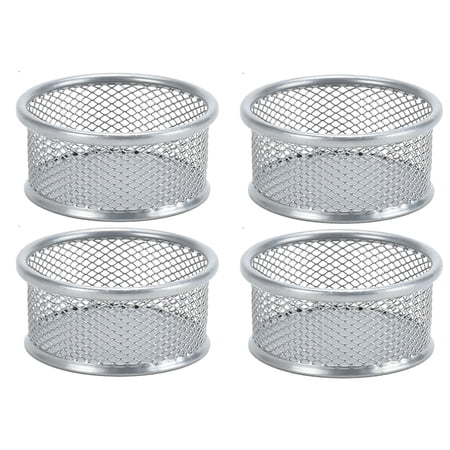 WMGHA 4 Pack Paper Clip Holder Paperclip Holders for Desk Mesh Paper Clip Holder for Desk Binder Wire Mesh Bowls Paper Clip Dispenser Organizer for Holding Small Parts Office Accessories