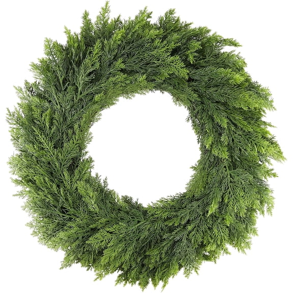 22 Inch Christmas Pine Cypress Wreath - Christmas Wreaths for Front Door, Real Touch Artificial Green Faux Xmas Wreaths for Home Indoor Outdoor Decor