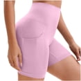 thumbnail image 2 of Nmnitkp Gym Shorts Women High Waisted Tummy Control Yoga Shorts, Seamless Compression Biker Shorts with Pockets, Quick Dry Athletic Workout Shorts for Gym & Running Pink,S, 2 of 5