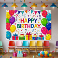 thumbnail image 7 of Colorful Birthday Theme Backdrop Banner with Balloons Gifts and Stars Party Supplies for Birthday Party Photography Props Decorations Happy Birthday Celebration, 7 of 7