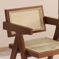 thumbnail image 5 of IVV Mid-Century Accent Armchair with Rubber Wood Frame, Woven Rattan Backrest & Seat, Indoor/Outdoor Dining Chair for Kitchen Patio Balcony (Brown, 1 Pack), 5 of 9