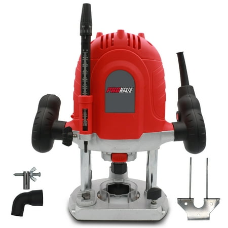 

Promaker Plunge Router 2.7 HP with Edge guide and accesories Variable speed Router wood 8000-3000 RPM Plunge Woodworking kit Router woodworking with Vacuum Adaptor 14.4 AMP