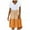 Yellow, variant on MELDVDIB Women Casual Plus Size Mini Dress Summer Loose Fashion Patchwork V-Neck Stripe Dot Short Sleeve Ruffle Tiered Hem Linen Beach Sun Dress on Clearance
