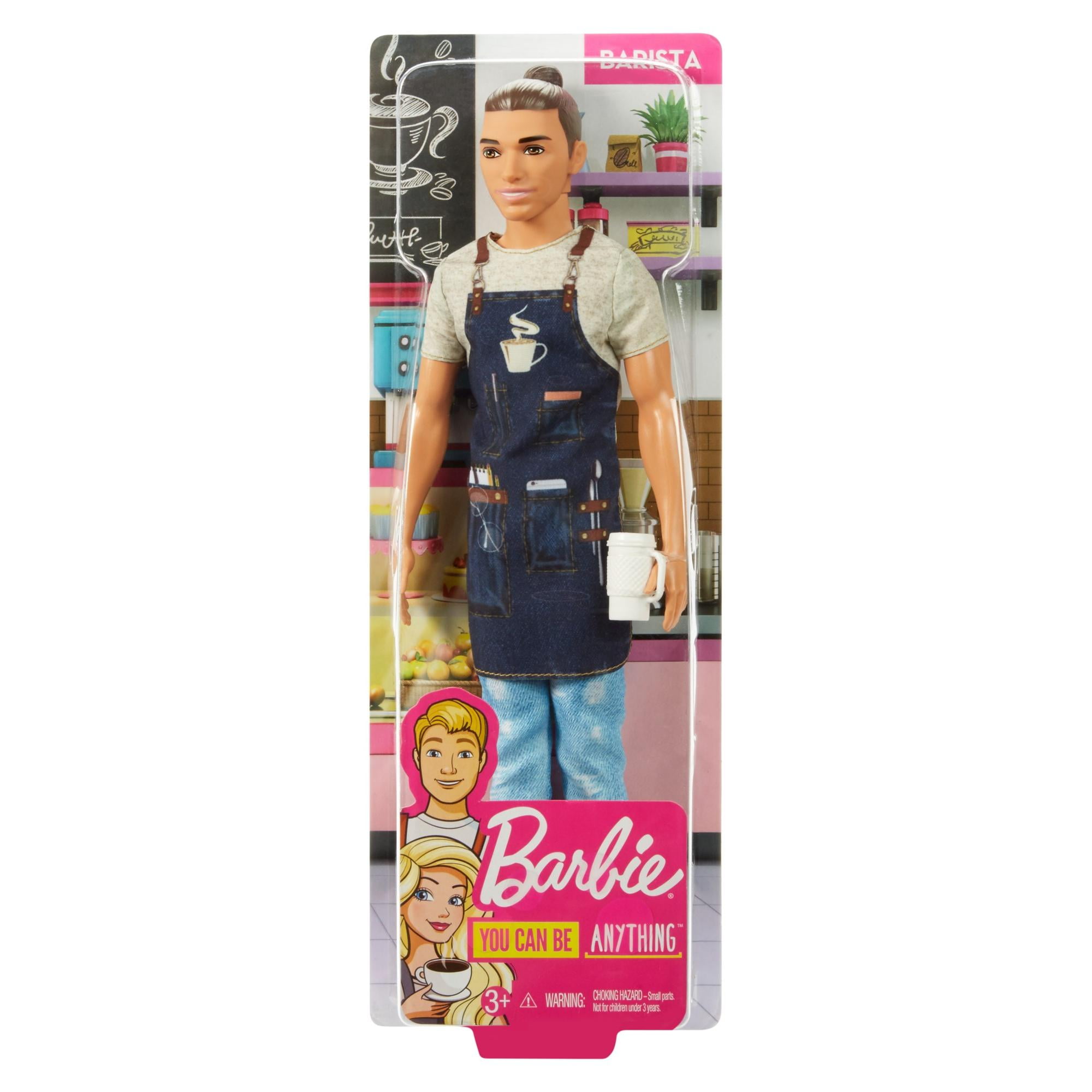 BARBIE YOU CAN BE ANYTHING BARBIE DOLL BARISTA OUTFIT & 2 COFFEE CUPS 