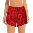 thumbnail image 2 of Picia Red Rose Pattern Women's 2 in 1 Athletic Running Shorts High Waisted Workout Casual Gym Sweat Shorts with Comfy Liner Zipper Pockets-Small, 2 of 9