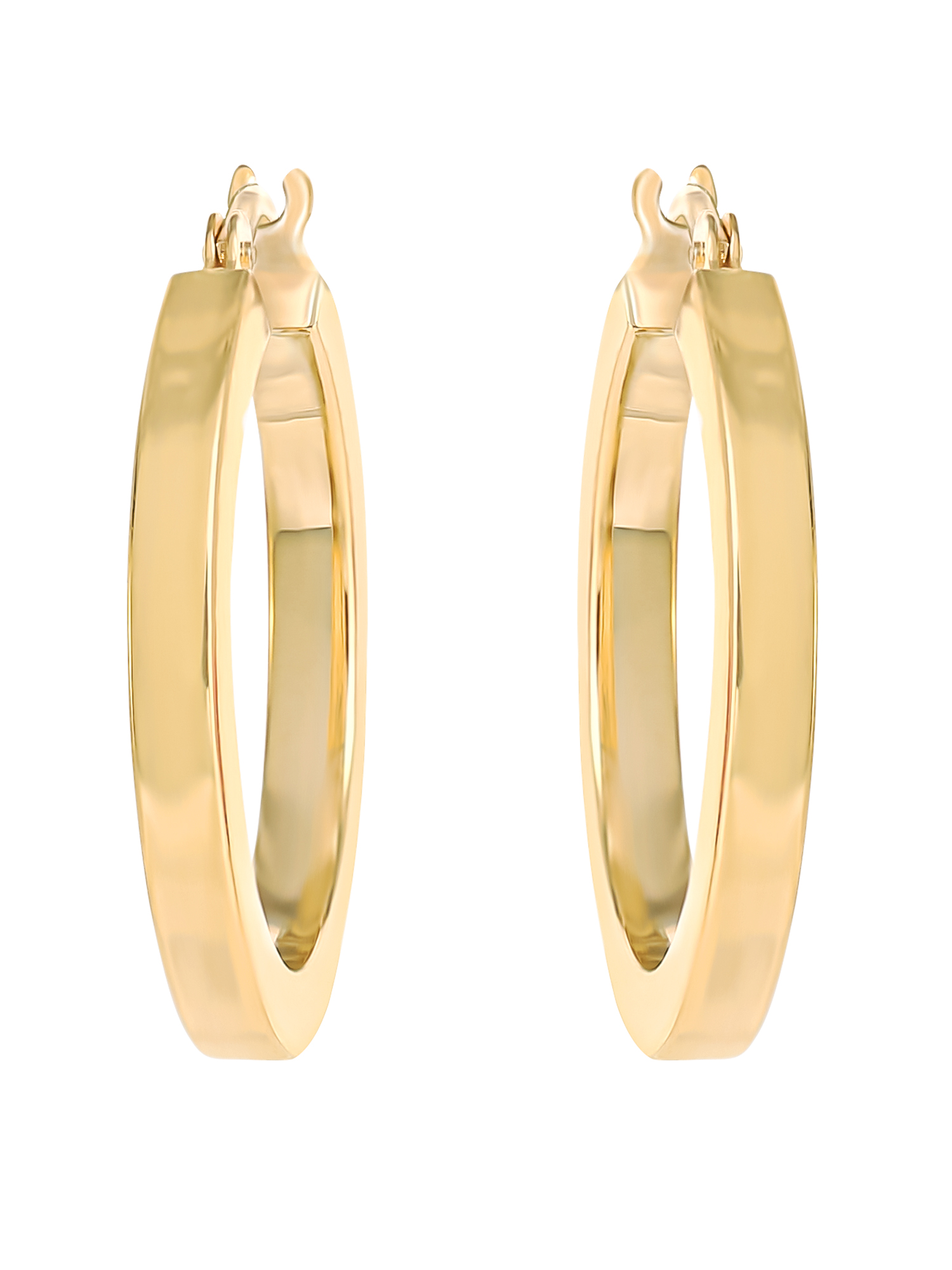 Brilliance Fine Jewelry Women’s 14K Yellow Gold Square Tube Hoop Earrings
