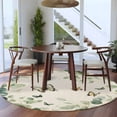 thumbnail image 4 of 5ft Round Rug, Eucalyptus Leaves Non-Skid Rubber Backing Large Area Rugs - Living Room Bedroom Home Office, Spring Summer Botanical Sage Green Rustic Indoor Floor Mat Carpets Washable Rug, 4 of 9
