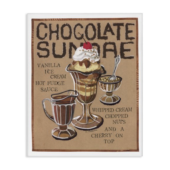 Stupell Industries Chocolate Sundae Recipe Food & Beverage Painting Gallery Wrapped Canvas Art Print Wall Art, 16 x 20