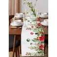 thumbnail image 4 of Red Green Christmas Burlap-Cotton Table Runner 36 Inches Long,Xmas Balls Botanical Poinsettia Farmhouse Table Runners,Outdoor Dining Tablecloths Decor for Baby Shower Party Wedding 13x36, 4 of 9