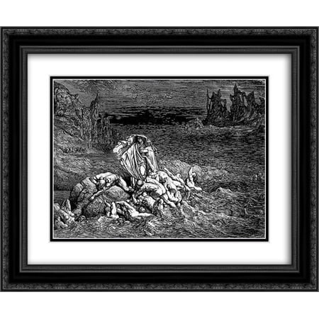 Gustave Dore 2x Matted 24x20 Black Ornate Framed Art Print 'The Styx--The Irascible'