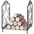 thumbnail image 1 of 15.6" Heavy Duty Firewood Racks Log Holder Iron Fire Wood Stove Storage Rack With Decorative Scroll Design, 1 of 9