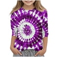 thumbnail image 2 of Nmnitkp Boys And Girls Long Sleeve Shirts Casual Creative Print Seven-Minute Sleeve Round Neck Top High-Quality Fabric Cute Sweatshirts Purple,3 Years, 2 of 5