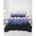 thumbnail image 3 of Fall Forest,Full Size Down Alternative Comforter,Lightweight Comforter Quilt Bedding Set with Pillow Shams Autumn Ombre Purple Black Trees Fog Mountain All Seasons Bed Comforter Duvet Insert 78"x90", 3 of 7