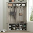 thumbnail image 6 of Entryway Hall Tree with  and Shoe Storage, 53" Farmhouse 4-in-1 Mudroom Storage Organizer with Coat Rack, 6 Double Hooks, 12 Shoe Cubbies, Adjustable Shelf, for Hallway, Bedroom, Grey, 6 of 8