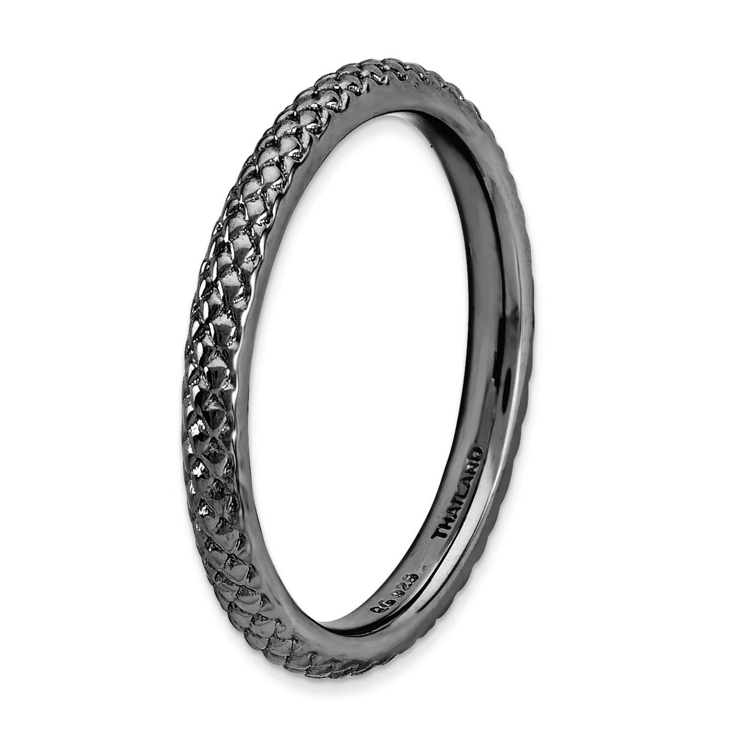 Sterling Silver Black-Plated Cable Ring
