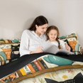 thumbnail image 4 of Manfei Tribal Kitten Twin Comforter Sets, Bohemian Damask Flower Bedding Set, Orange Cream, Black Reversible, 2pcs, 1 Comforter and 1 Pillowcase, 4 of 7