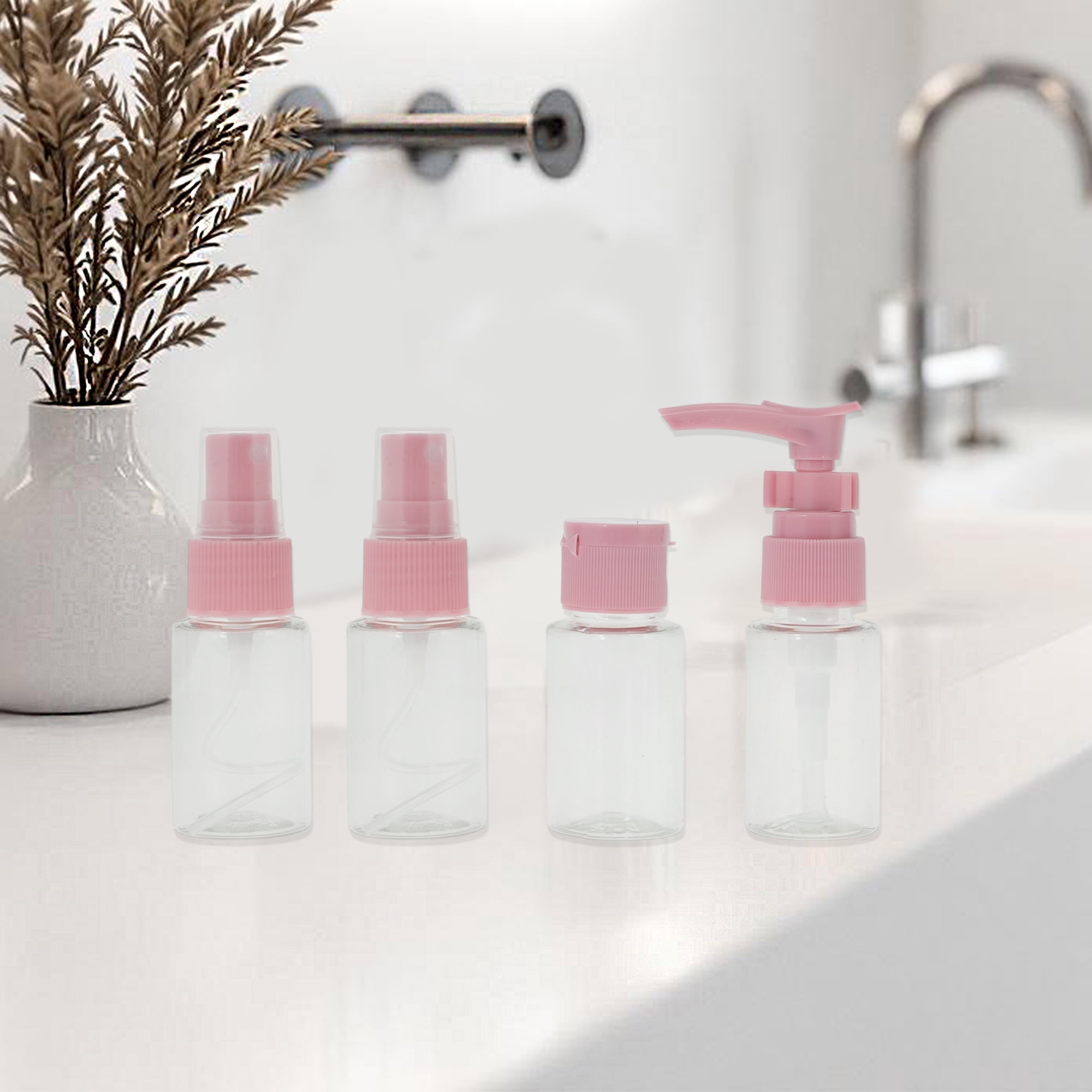 Unique Bargains Travel Container Set 5 PCS Pink