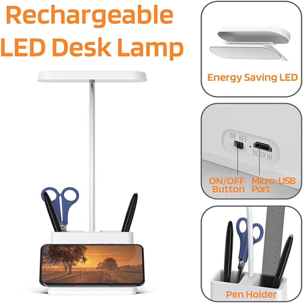 BLUELK LED Desk Lamp, Reading Lights with Pen Holder, USB Charging Port, Small Study Lamp for Home, Office, Dorm - image 5 of 8