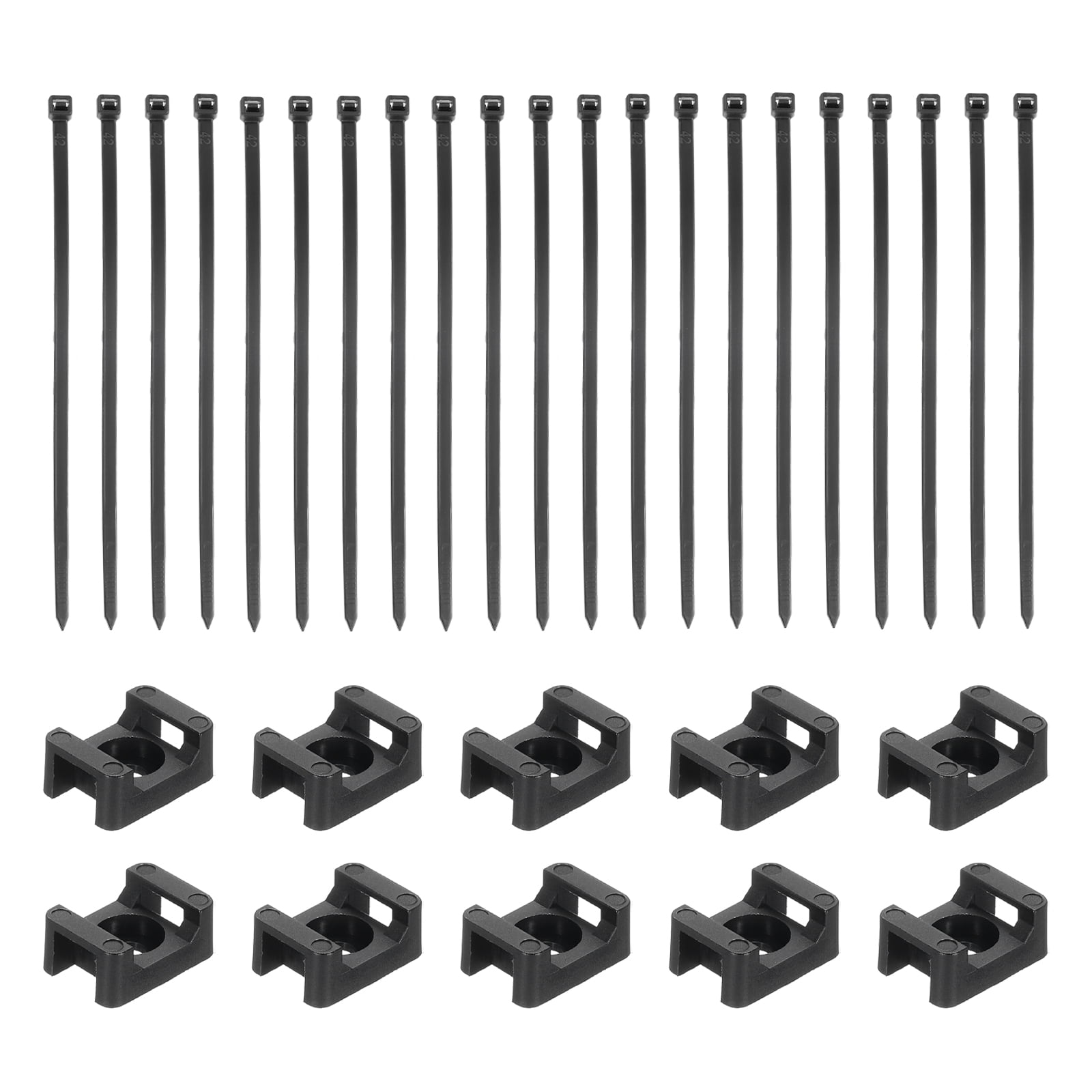 Cable Tie Base, 21.5 X 16 Mm With Screw Holes, 150 Mm Nylon Cable Ties And Screws, Pack Of 100 Each, Cable Clamps For Base, Wall Or Desk, Cable - View #6