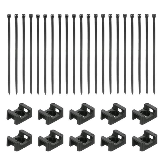 Uxcell 20Pcs Magnetic Zip Tie Mount Adjustable Cable Tie Holder with 8" Cable Zip Ties,Pale Black