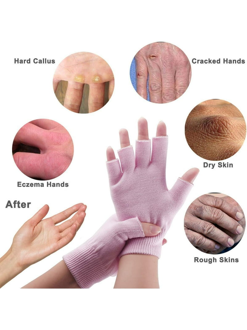FEATHERFULL Fingerless Moisturizing Gloves, Gel Infused for Dry