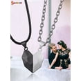thumbnail image 5 of Spencer 1 Pair Magnetic Love Matching Necklace for Couples, Two Souls One Heart Pendant Necklaces Distance Faceted Charm Lover Necklace (Silver), 5 of 7