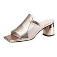 thumbnail image 2 of HAOTAGS Women's Summer Dressy Sandals Chunky Heel Square Toe Open Toe Slip On Rose Gold Size 4.5, 2 of 7