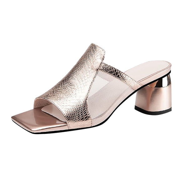 ShiShine Square Toe Heeled Mules for Women Open Toe Non Slip Sole Chic Dressy Shoes for Weekend Night Out
