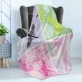 thumbnail image 4 of Dragonfly Soft Flannel Fleece Throw Blanket, Floral Frame Pattern with Dragonfly and Dandelion Blooms Ornate Image Nature, Cozy Plush for Indoor and Outdoor Use, 50" x 70", Multicolor, by Ambesonne, 4 of 5