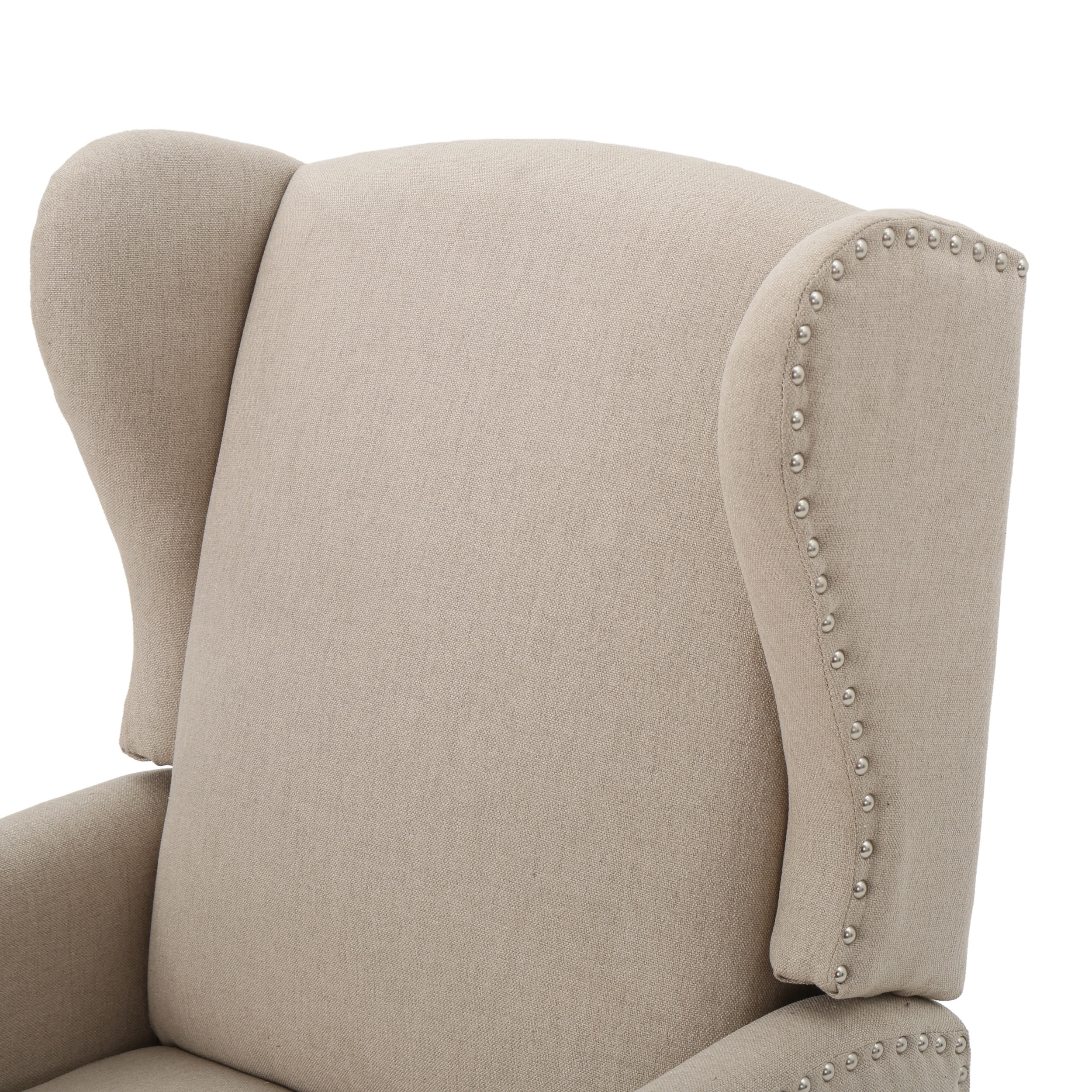 Noble House Allan Traditional Wheat Fabric Recliner Wingback Chair, Beige
