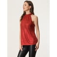 thumbnail image 4 of Sparkle sin mangas halter top para mujer fiesta club cóctel chaleco camisa tanque camisola top Rojo XS, 4 of 6