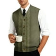 thumbnail image 4 of Men's Sweater Vest Dress Knit V Neck Button Sleeveless Casual Cardigan Sweaters Brown S, 4 of 7