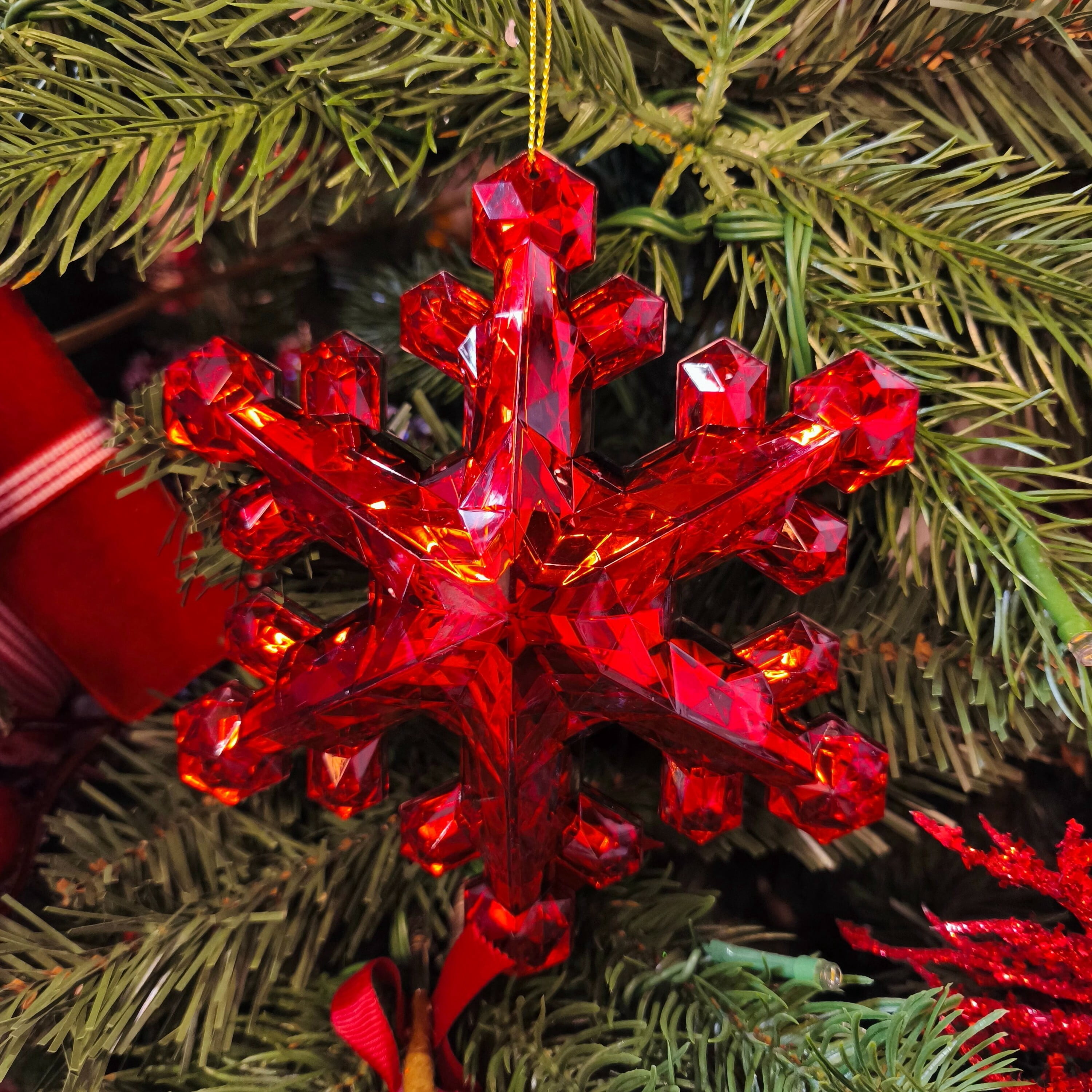 Red Snowflake Christmas Ornament, 6", by Holiday Time