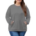 thumbnail image 2 of Dwellite Womens Plus Size Sweatshirts Crew Neck Long Sleeve Oversized Hoodies Fall Pullover Tops with Pockets 2025 Fashion Gray L, 2 of 6