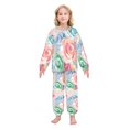 thumbnail image 2 of Fluffy Pajamas Set Fuzzy Winter Warm Pj Sets Pullover Tops and Long Pants Roses Pattern X-Large, 2 of 8